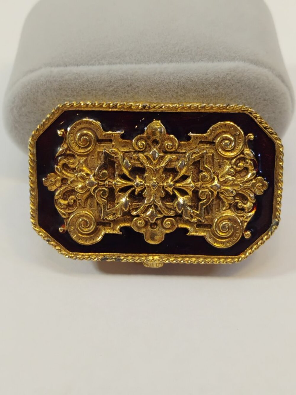 Vintage Estee Lauder Collector Gold Red Enamel Compact Decorative Box Container - Picture 4 of 12